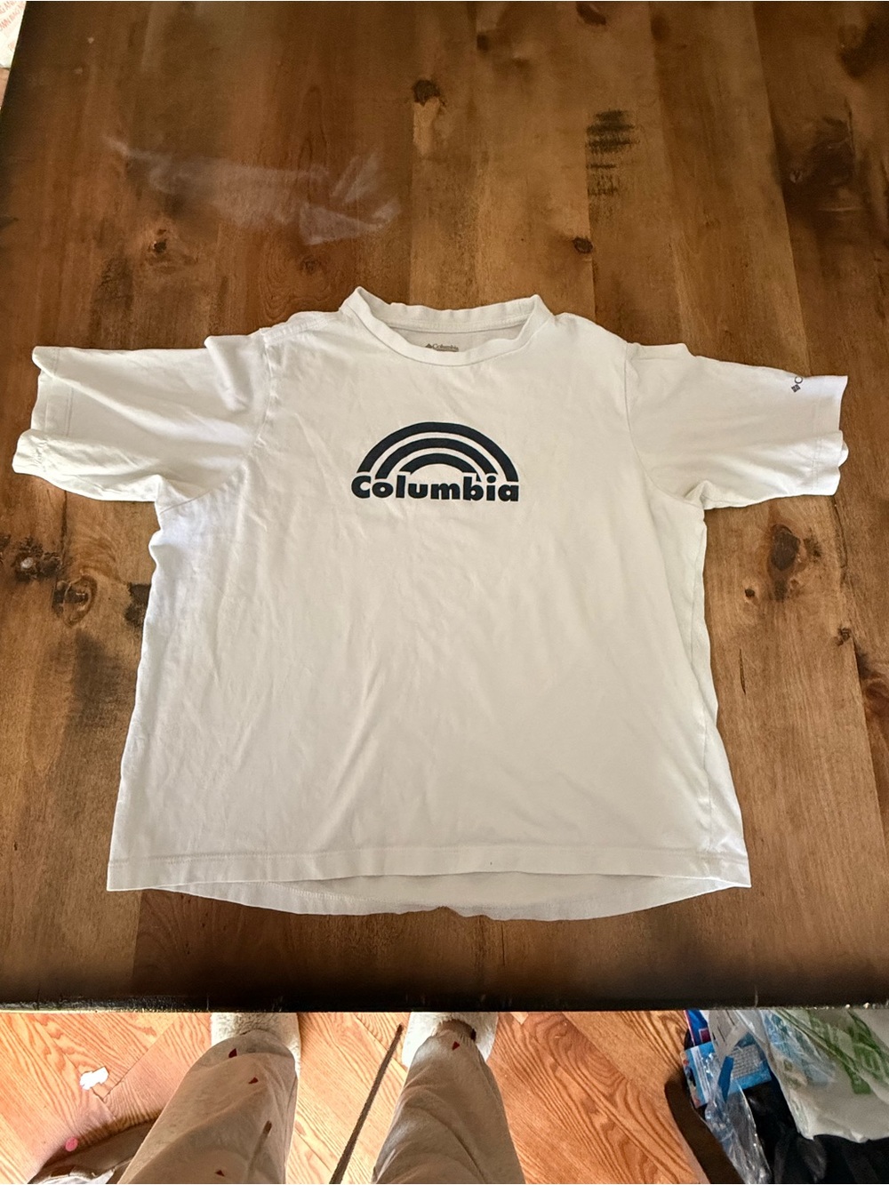 Columbia White Retro Rainbow Graphic Crop Top Women’s XS